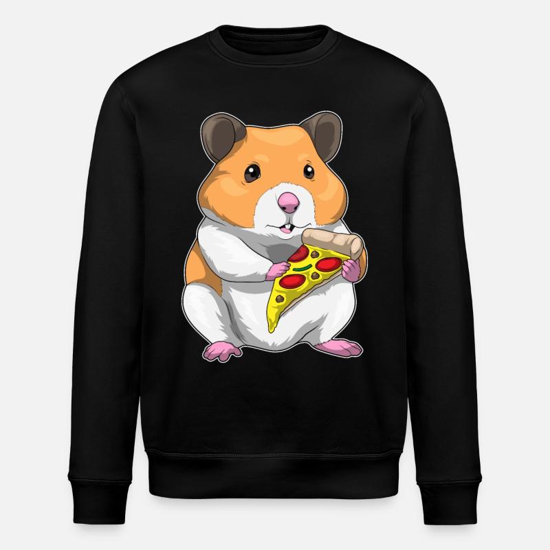 Hamster Pizza - Stanley/Stella ROLLER Unisex Organic Sweatshirt - black