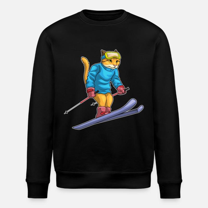 Cat Skier Ski - Stanley/Stella ROLLER Unisex Organic Sweatshirt - black