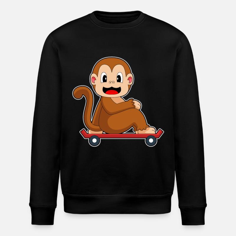 Monkey Skater Skateboard - Stanley/Stella ROLLER Unisex Organic Sweatshirt - black