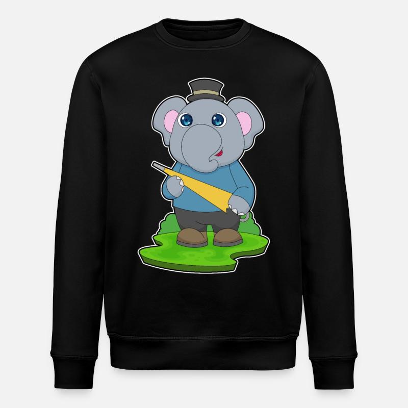 Elephant Rain Umbrella - Stanley/Stella ROLLER Unisex Organic Sweatshirt - black