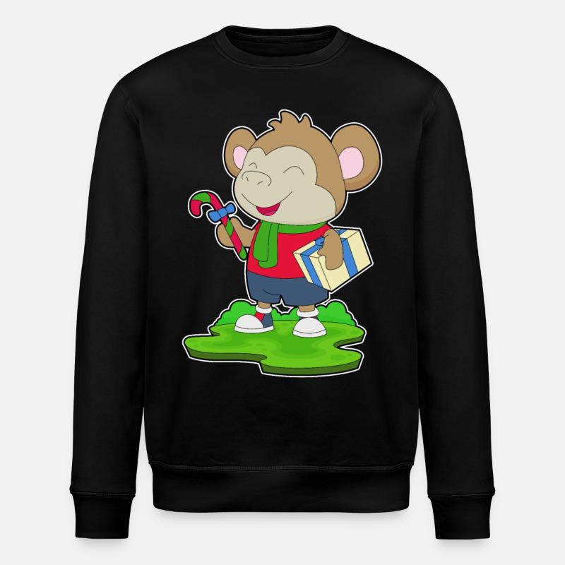 Monkey Christmas Package - Stanley/Stella ROLLER Unisex Organic Sweatshirt - black