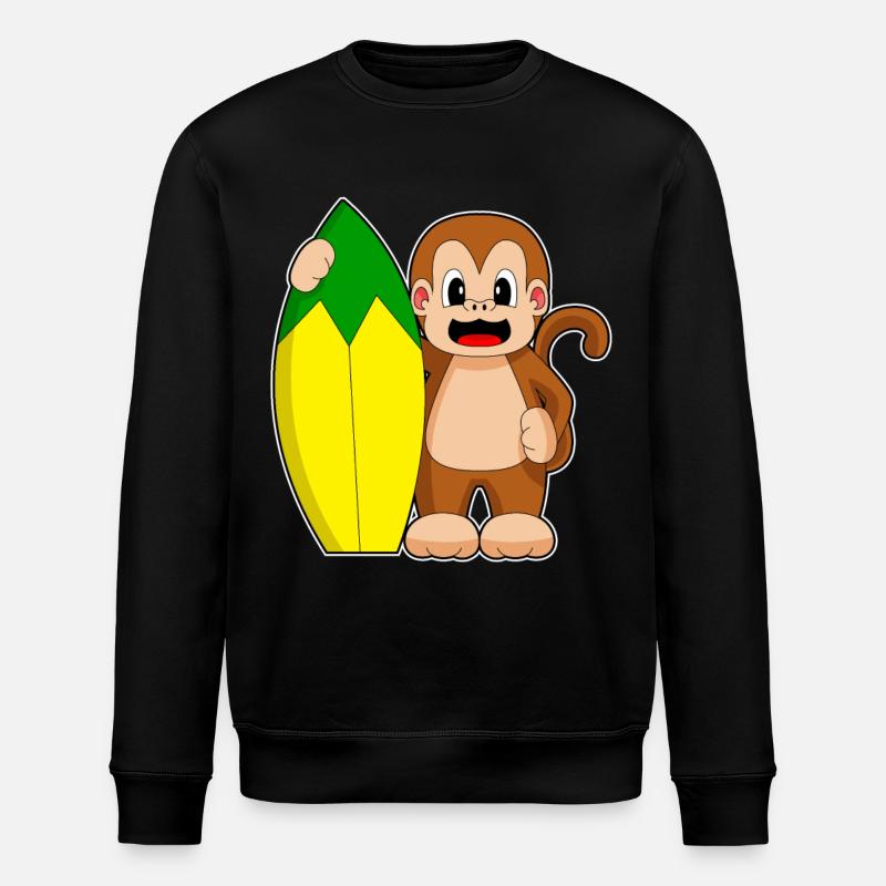 Monkey Banana Surfing - Stanley/Stella ROLLER Unisex Organic Sweatshirt - black