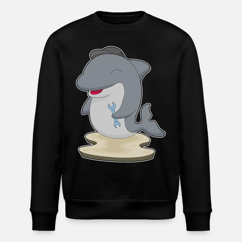 Clé artisanale dauphin - Sweat bio ROLLER Stanley/Stella Unisexe - noir