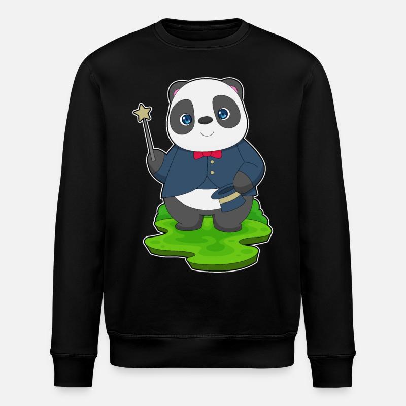 Panda Wizard Wand - Stanley/Stella ROLLER Unisex Organic Sweatshirt - black