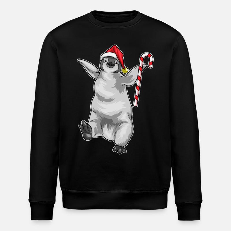 Pinguin Weihnachten Zuckerstange - Stanley/Stella Unisex Bio-Sweatshirt ROLLER - Schwarz