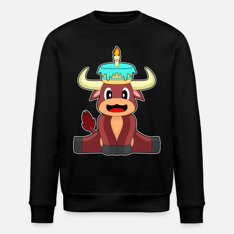 Taurus Birthday Candle Cake - Stanley/Stella ROLLER Unisex Organic Sweatshirt - black