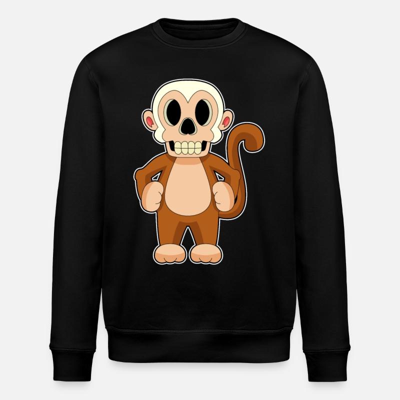 Monkey Halloween Skull - Stanley/Stella ROLLER Unisex Organic Sweatshirt - black