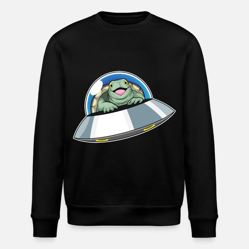 Turtle Spaceship Space - Stanley/Stella ROLLER Unisex Organic Sweatshirt - black