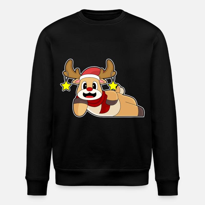 Reindeer Christmas - Stanley/Stella ROLLER Unisex Organic Sweatshirt - black