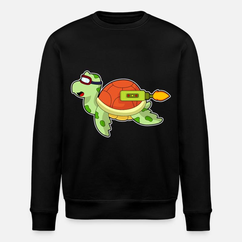 Turtle Rocket - Stanley/Stella ROLLER Unisex Organic Sweatshirt - black