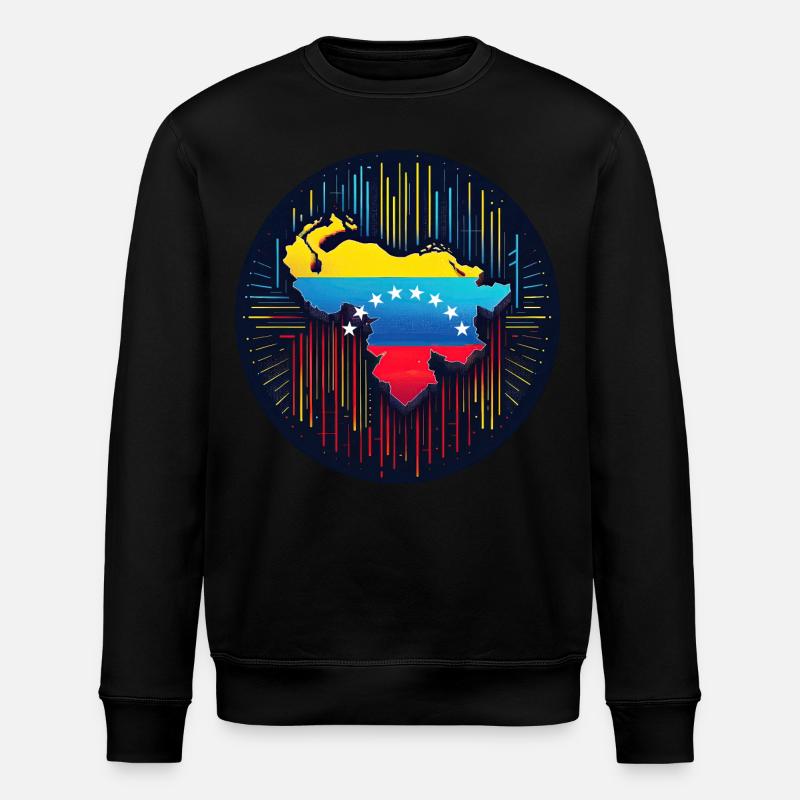 Neon Venezuela Map - Stanley/Stella ROLLER Unisex Organic Sweatshirt - black