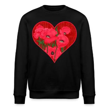 Mohnblumen-Herz - Stanley/Stella Unisex Bio-Sweatshirt ROLLER - Schwarz - Vorne - Nik (191cm)