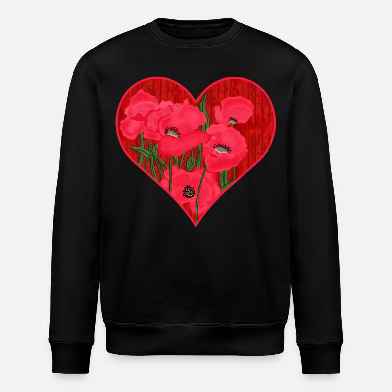 Coeur de coquelicots - Sweat bio ROLLER Stanley/Stella Unisexe - noir
