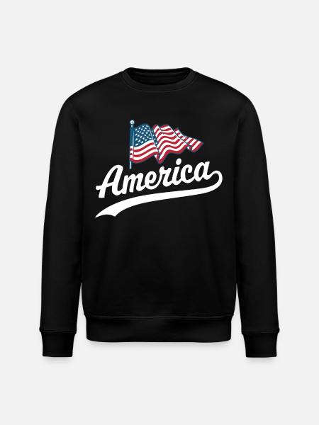 America Flag - Stanley/Stella ROLLER Unisex Organic Sweatshirt - black