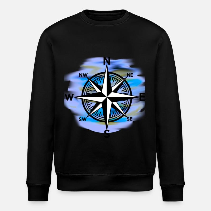 Windrose Kompass maritim Seefahrt - Stanley/Stella Unisex Bio-Sweatshirt ROLLER - Schwarz
