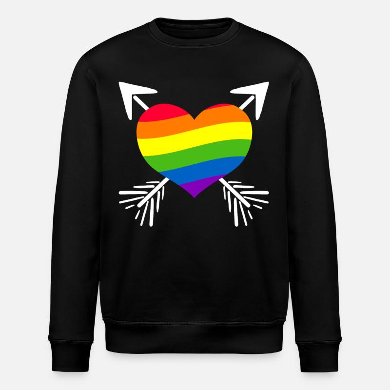 Rainbow Heart Arrow - Stanley/Stella ROLLER Unisex Organic Sweatshirt - black