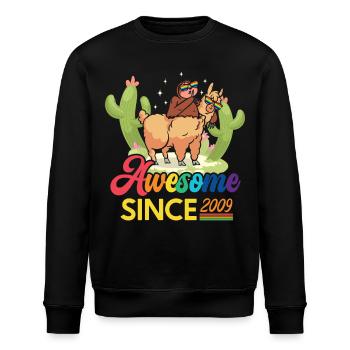 Awesome Since 2009 Year of birth sheep anniversary - Stanley/Stella ROLLER Unisex Organic Sweatshirt - black - Front - Nik (191cm)