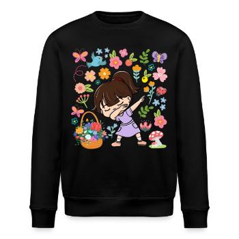 Dabbing Girl Hippie Blumenstrauß Korb Frühling - Stanley/Stella Unisex Bio-Sweatshirt ROLLER - Schwarz - Vorne - Nik (191cm)