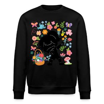 Silhouette Dabbing Girl Hippie Bouquet Frühling - Stanley/Stella Unisex Bio-Sweatshirt ROLLER - Schwarz - Vorne - Nik (191cm)