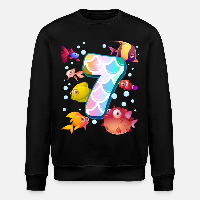 7e anniversaire | Rainbow Fish Anniversaire | - Sweat bio ROLLER Stanley/Stella Unisexe - noir