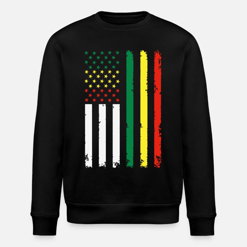 American Juneteenth Independence Flag - Stanley/Stella ROLLER Unisex Organic Sweatshirt - black