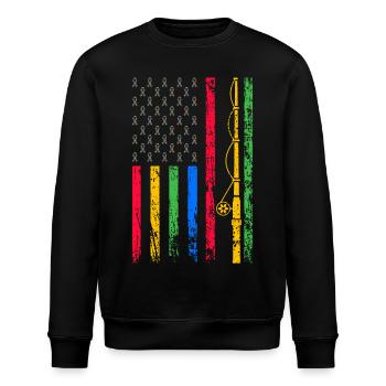 Amerikanische Sportflagge - Stanley/Stella Unisex Bio-Sweatshirt ROLLER - Schwarz - Vorne - Nik (191cm)
