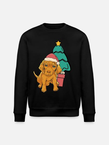 Dog, Christmas Tree, Pets, Kids - Stanley/Stella ROLLER Unisex Organic Sweatshirt - black