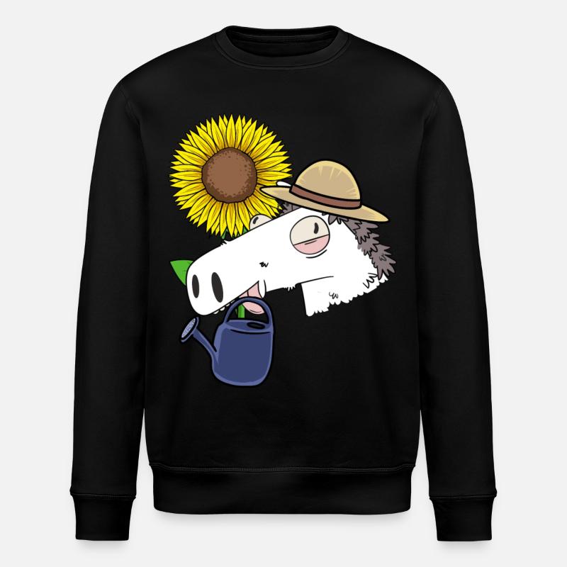 Pferd Sonnenblume Gärtner Hobbygärtner Blume - Stanley/Stella Unisex Bio-Sweatshirt ROLLER - Schwarz