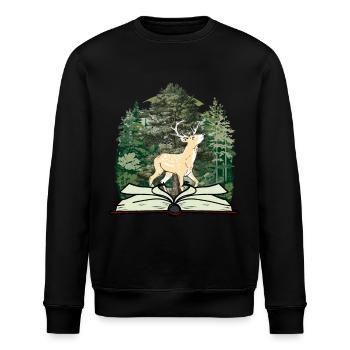 Hirsch Märchen Märchenfigur Wald Buch Rehbock - Stanley/Stella Unisex Bio-Sweatshirt ROLLER - Schwarz - Vorne - Nik (191cm)