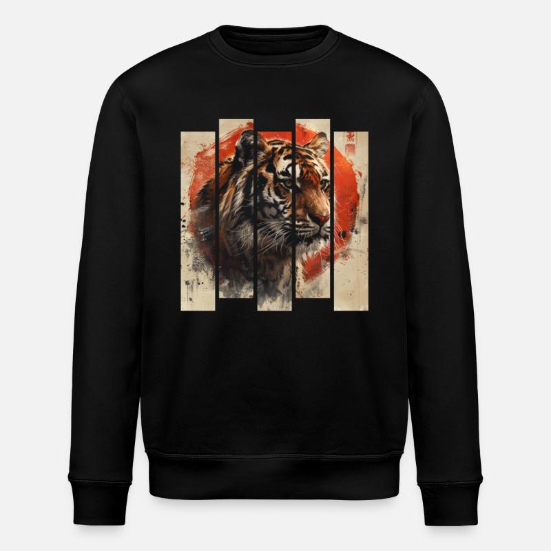 80s Retro Japanese Tiger - Stanley/Stella ROLLER Unisex Organic Sweatshirt - black