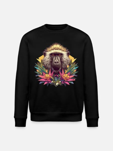 Baboon Paviane Pavian - Stanley/Stella ROLLER Unisex Organic Sweatshirt - black