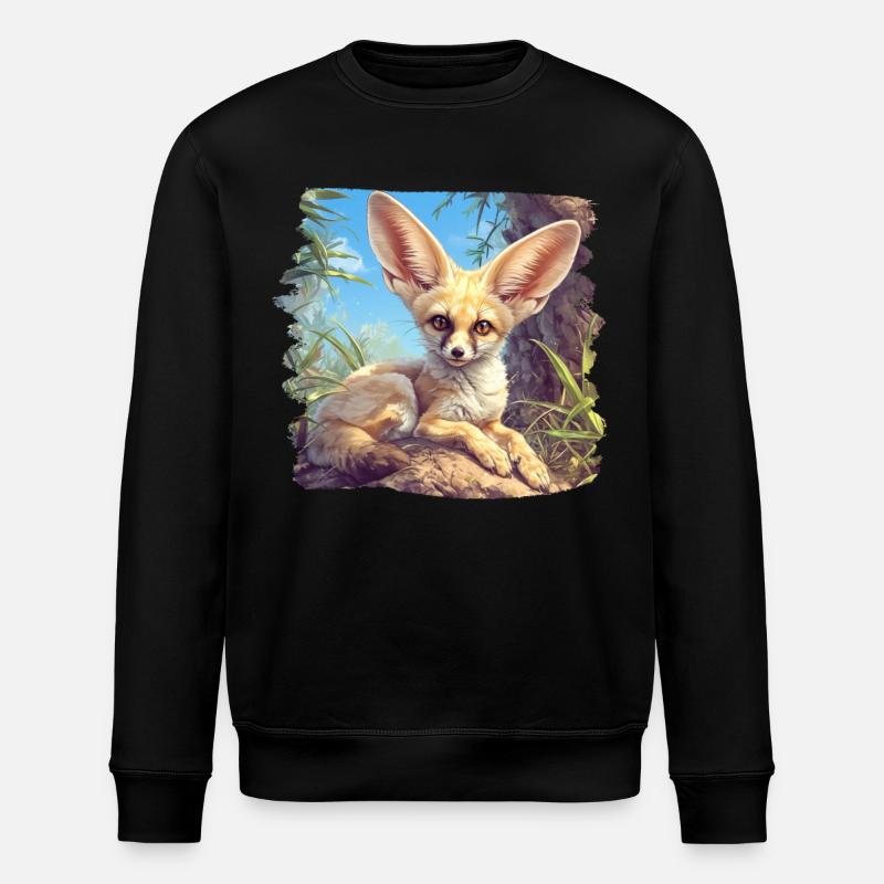 Fennec Fox Fenneks Fennek - Stanley/Stella ROLLER Unisex Organic Sweatshirt - black