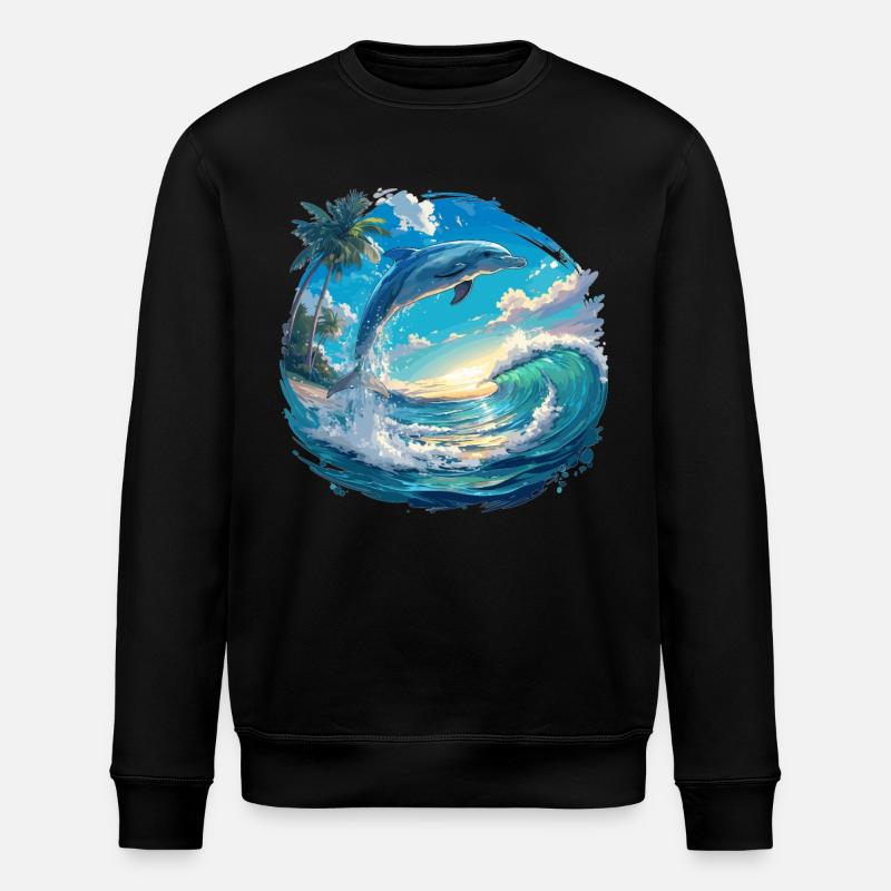 Dolphin Delfine Delfin - Stanley/Stella Unisex Bio-Sweatshirt ROLLER - Schwarz