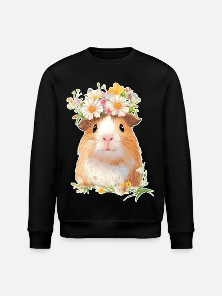 Guinea pig with flowers - Stanley/Stella ROLLER Unisex Organic Sweatshirt - black
