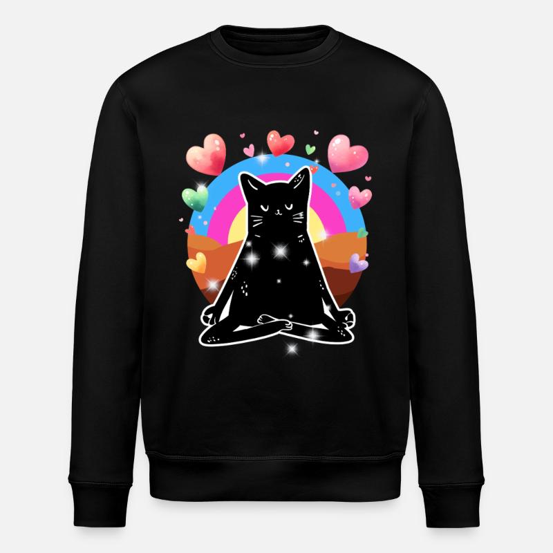Katze Yoga Meditation - Stanley/Stella Unisex Bio-Sweatshirt ROLLER - Schwarz