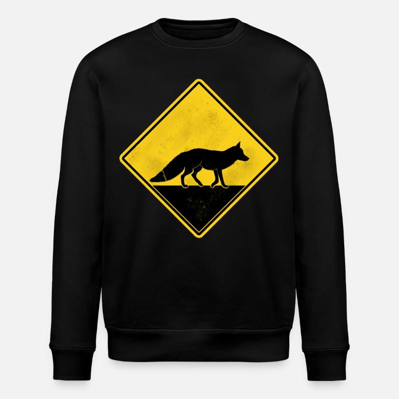 Fox-Gelbes Straßenschild - Stanley/Stella Unisex Bio-Sweatshirt ROLLER - Schwarz