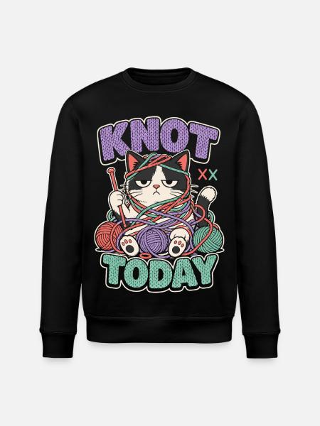 Knot Today Katze mit Wolle - Stanley/Stella Unisex Bio-Sweatshirt ROLLER - Schwarz