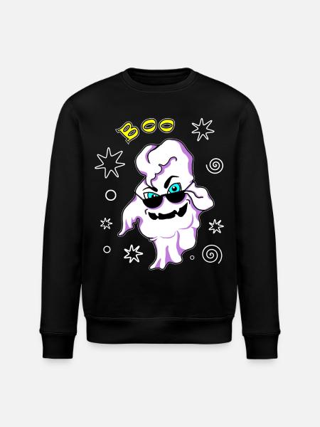 Cool ghost with sunglasses Halloween - Stanley/Stella ROLLER Unisex Organic Sweatshirt - black