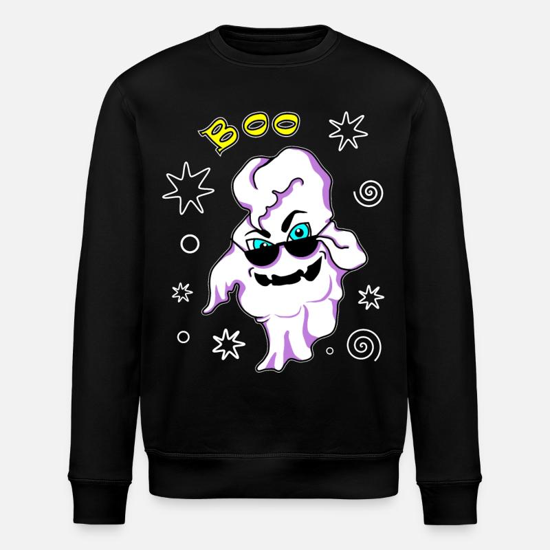 Cool ghost with sunglasses Halloween - Stanley/Stella ROLLER Unisex Organic Sweatshirt - black