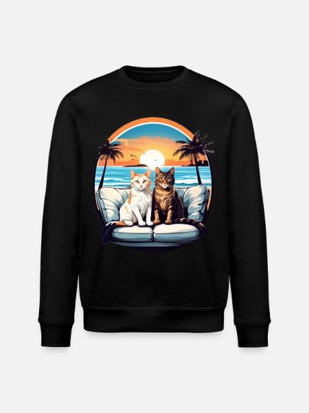 Katzen am Meer - Stanley/Stella Unisex Bio-Sweatshirt ROLLER - Schwarz