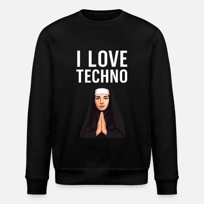 Techno ist meine Religion - Stanley/Stella Unisex Bio-Sweatshirt ROLLER - Schwarz
