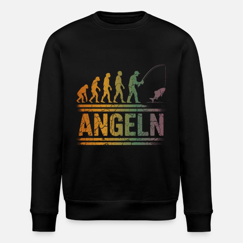 Evolution to an angler - Stanley/Stella ROLLER Unisex Organic Sweatshirt - black