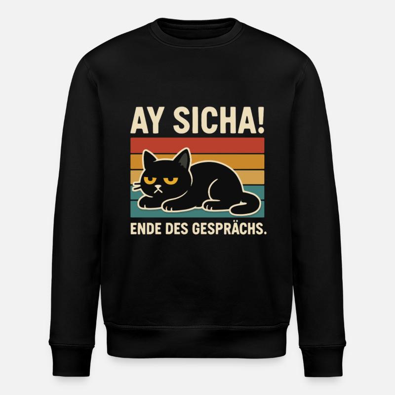 Ay Sicha Katze Retro - Stanley/Stella Unisex Bio-Sweatshirt ROLLER - Schwarz