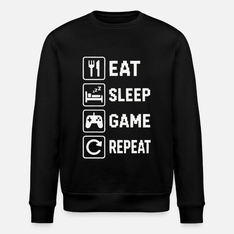 Eat Sleep Game Repeat - Stanley/Stella ROLLER Unisex Organic Sweatshirt - black