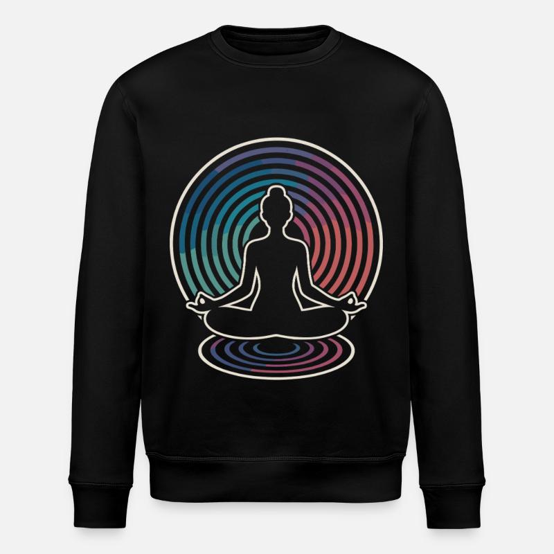 Zen Meditation Wave Circles - Stanley/Stella ROLLER Unisex Organic Sweatshirt - black
