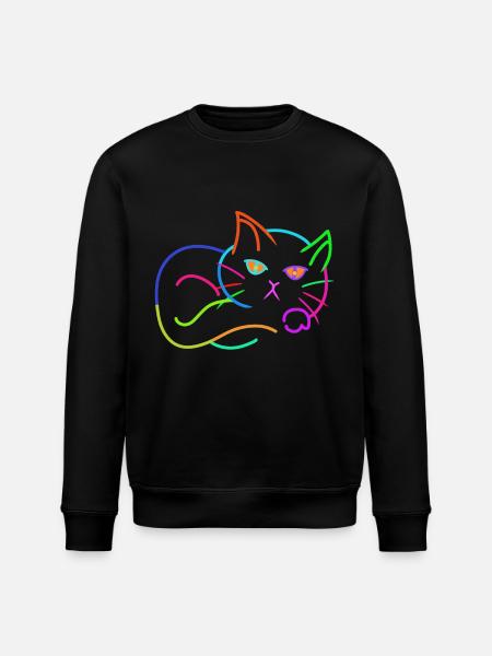 regnbue, kat, farverig, farverig, børn - Stanley/Stella økologisk unisex-sweatshirt ROLLER - sort