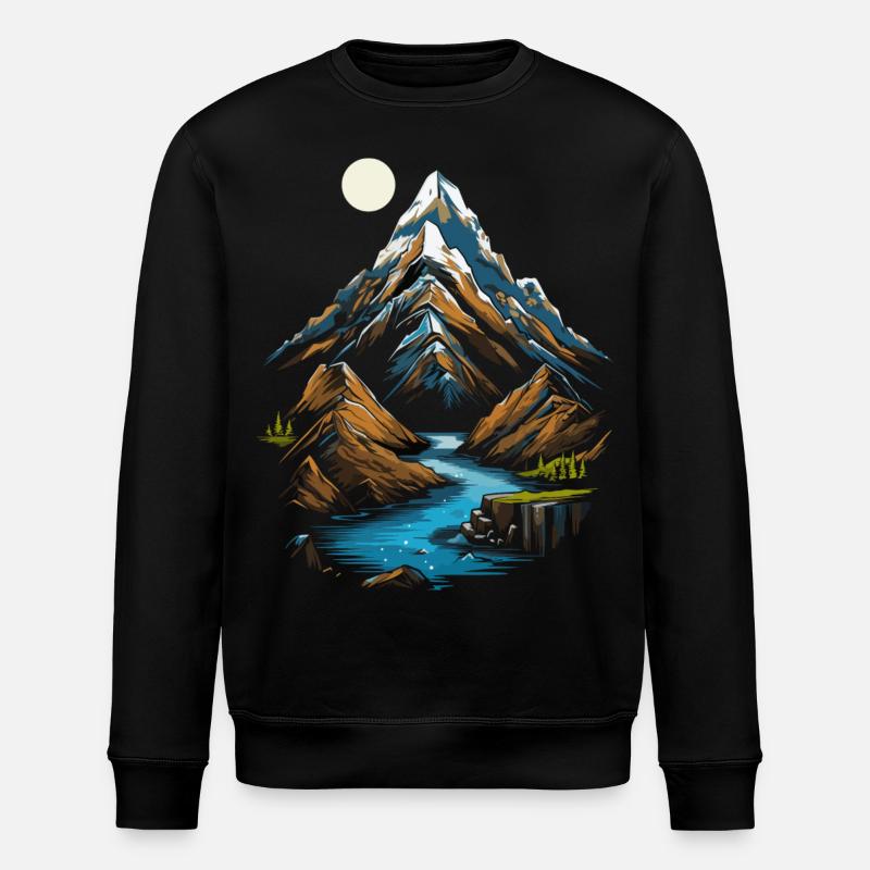 Mountain peaks in the moonlight - Stanley/Stella ROLLER Unisex Organic Sweatshirt - black