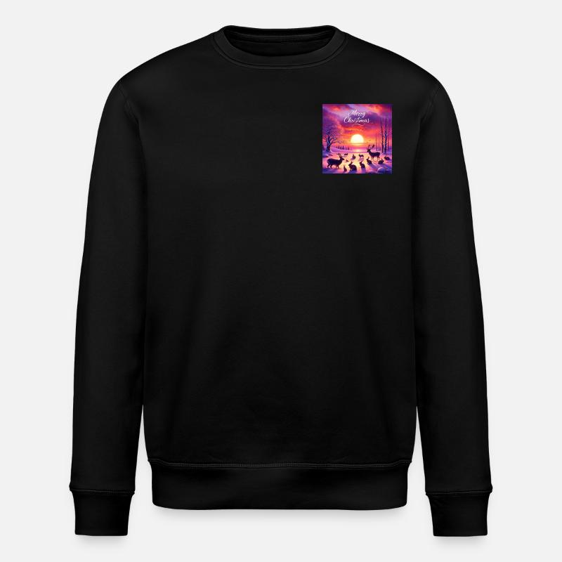 Frohe Weihnachten Hirsch & Hase - Stanley/Stella Unisex Bio-Sweatshirt ROLLER - Schwarz