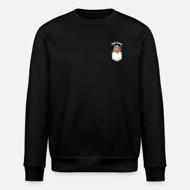 Playful capybara motif with greeting - Stanley/Stella ROLLER Unisex Organic Sweatshirt - black
