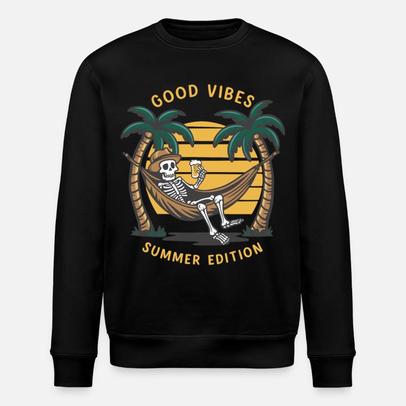 Skeleton in the hammockBeach vacation - Stanley/Stella ROLLER Unisex Organic Sweatshirt - black